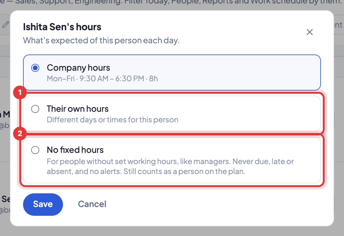 A person’s hours