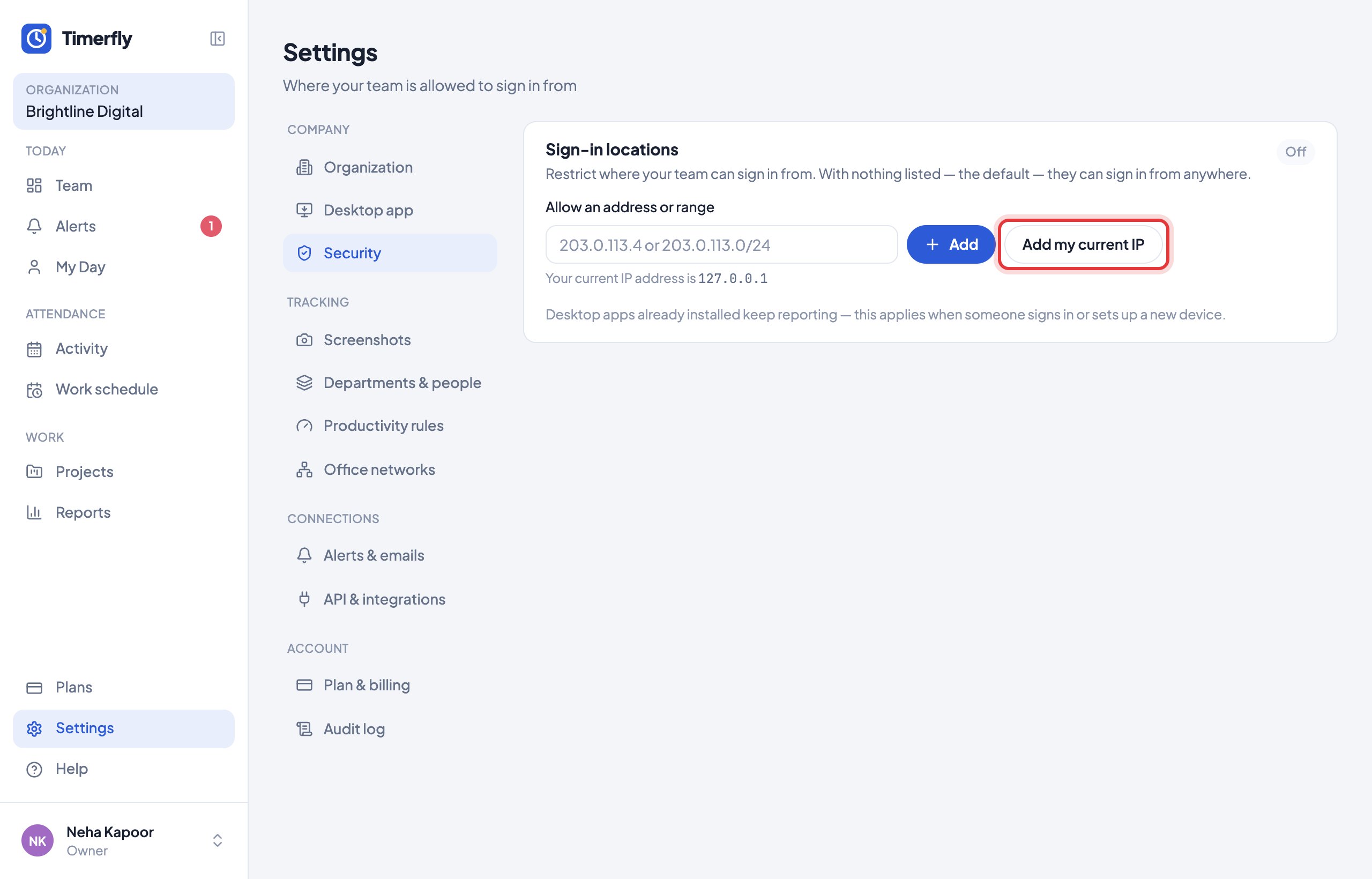 Settings → Security → Sign-in locations